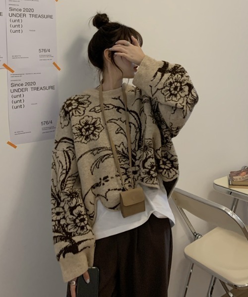 ABITOKYO(アビトーキョー)の「花柄ジャカードプルオーバー(ニット/セーター・レディース・ブラック/ベージュ・FREE)」の14枚目の写真