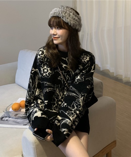 ABITOKYO(アビトーキョー)の「花柄ジャカードプルオーバー(ニット/セーター・レディース・ブラック/ベージュ・FREE)」の20枚目の写真