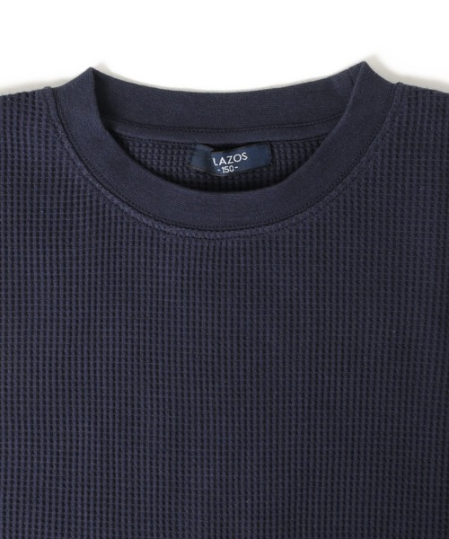 GLAZOS（グラソス）の「ワッフル・フェイクレイヤード５分袖Tシャツ（Tシャツ/カットソー・キッズ・ベージュ/ネイビー/ブラック・140cm/170cm/150cm/130cm/160cm）」の4枚目の写真