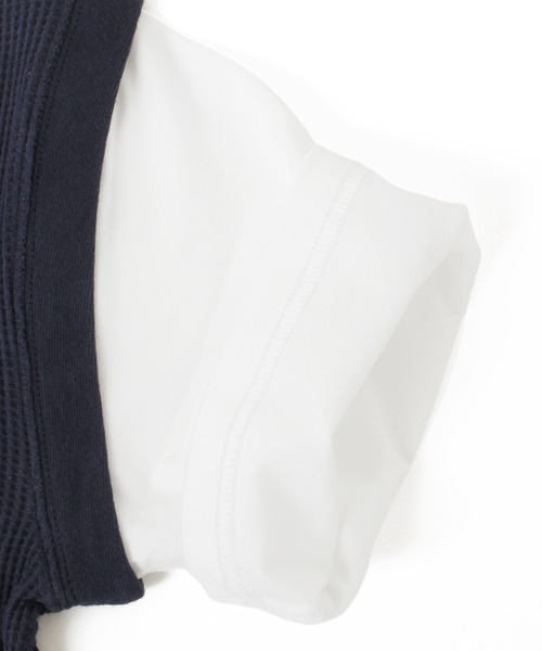 GLAZOS（グラソス）の「ワッフル・フェイクレイヤード５分袖Tシャツ（Tシャツ/カットソー・キッズ・ベージュ/ネイビー/ブラック・140cm/170cm/150cm/130cm/160cm）」の10枚目の写真