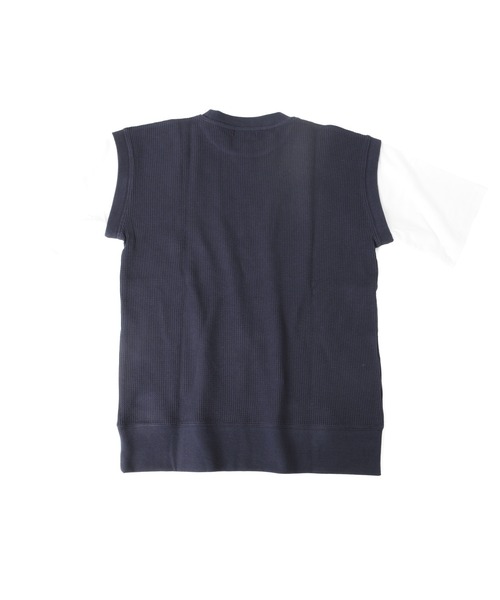 GLAZOS（グラソス）の「ワッフル・フェイクレイヤード５分袖Tシャツ（Tシャツ/カットソー・キッズ・ベージュ/ネイビー/ブラック・140cm/170cm/150cm/130cm/160cm）」の6枚目の写真