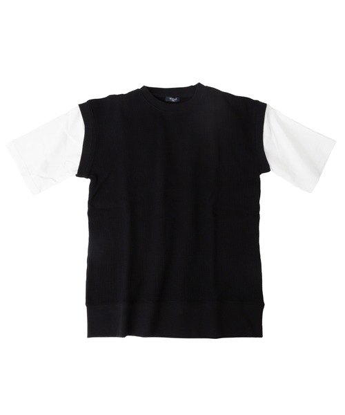 GLAZOS（グラソス）の「ワッフル・フェイクレイヤード５分袖Tシャツ（Tシャツ/カットソー・キッズ・ベージュ/ネイビー/ブラック・140cm/170cm/150cm/130cm/160cm）」の16枚目の写真