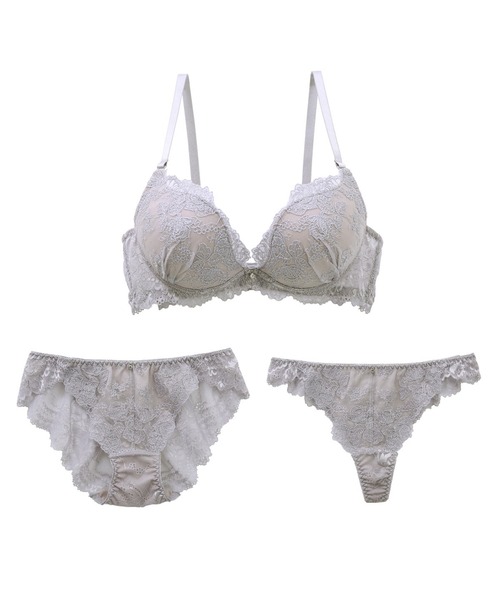 Mon cher pigeon*（モンシェルピジョン）の「【AAカップ～圧倒的谷間盛り！バストがボンッと膨らむバルーンブラ】ブラジャー＆ショーツ＆Tバックショーツ 3点セット Tre la gemma/トレラジェンマ（ブラ&ショーツ・レディース・ライトパープル/ライトグリーン/テラコッタ/レッド/ブラック/ピンクベージュ・A75/B65/C65/D70/D75/E75/AA70/A70/B75/D65/E70/E65/B70/C70/AA75/A65/C75）」の12枚目の写真