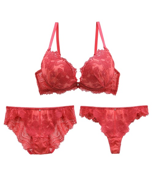 Mon cher pigeon*（モンシェルピジョン）の「【AAカップ～圧倒的谷間盛り！バストがボンッと膨らむバルーンブラ】ブラジャー＆ショーツ＆Tバックショーツ 3点セット Tre la gemma/トレラジェンマ（ブラ&ショーツ・レディース・ライトパープル/ライトグリーン/テラコッタ/レッド/ブラック/ピンクベージュ・A75/B65/C65/D70/D75/E75/AA70/A70/B75/D65/E70/E65/B70/C70/AA75/A65/C75）」の14枚目の写真