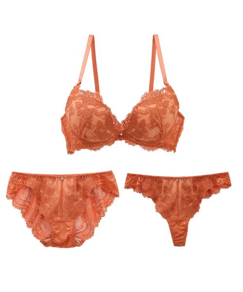 Mon cher pigeon*（モンシェルピジョン）の「【AAカップ～圧倒的谷間盛り！バストがボンッと膨らむバルーンブラ】ブラジャー＆ショーツ＆Tバックショーツ 3点セット Tre la gemma/トレラジェンマ（ブラ&ショーツ・レディース・ライトパープル/ライトグリーン/テラコッタ/レッド/ブラック/ピンクベージュ・A75/B65/C65/D70/D75/E75/AA70/A70/B75/D65/E70/E65/B70/C70/AA75/A65/C75）」の13枚目の写真