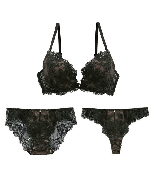 Mon cher pigeon*（モンシェルピジョン）の「【AAカップ～圧倒的谷間盛り！バストがボンッと膨らむバルーンブラ】ブラジャー＆ショーツ＆Tバックショーツ 3点セット Tre la gemma/トレラジェンマ（ブラ&ショーツ・レディース・ライトパープル/ライトグリーン/テラコッタ/レッド/ブラック/ピンクベージュ・A75/B65/C65/D70/D75/E75/AA70/A70/B75/D65/E70/E65/B70/C70/AA75/A65/C75）」の7枚目の写真