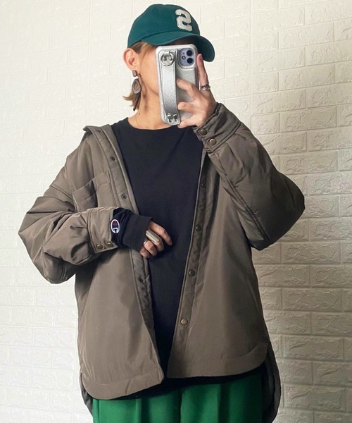 CIENA（シエナ）の「中綿シャツブルゾン（ダウンジャケット/コート・レディース・ブラウン/オリーブ/アイボリー・FREE）」の3枚目の写真