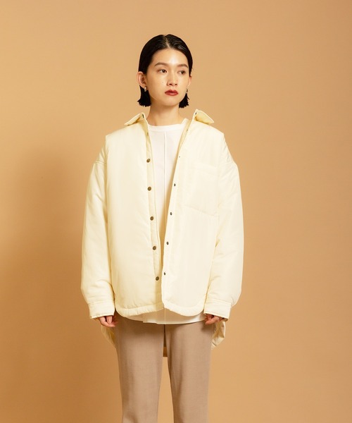 CIENA（シエナ）の「中綿シャツブルゾン（ダウンジャケット/コート・レディース・ブラウン/オリーブ/アイボリー・FREE）」の4枚目の写真