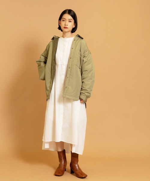 CIENA（シエナ）の「中綿シャツブルゾン（ダウンジャケット/コート・レディース・ブラウン/オリーブ/アイボリー・FREE）」の14枚目の写真