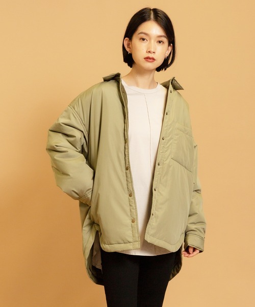 CIENA（シエナ）の「中綿シャツブルゾン（ダウンジャケット/コート・レディース・ブラウン/オリーブ/アイボリー・FREE）」の5枚目の写真