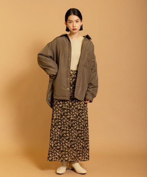 CIENA（シエナ）の「中綿シャツブルゾン（ダウンジャケット/コート・レディース・ブラウン/オリーブ/アイボリー・FREE）」の12枚目の写真