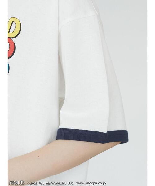 Green Parks(グリーンパークス)の「PEANUTS リンガーT*(Tシャツ/カットソー・レディース・レッド/ネイビー・FREE)」の9枚目の写真