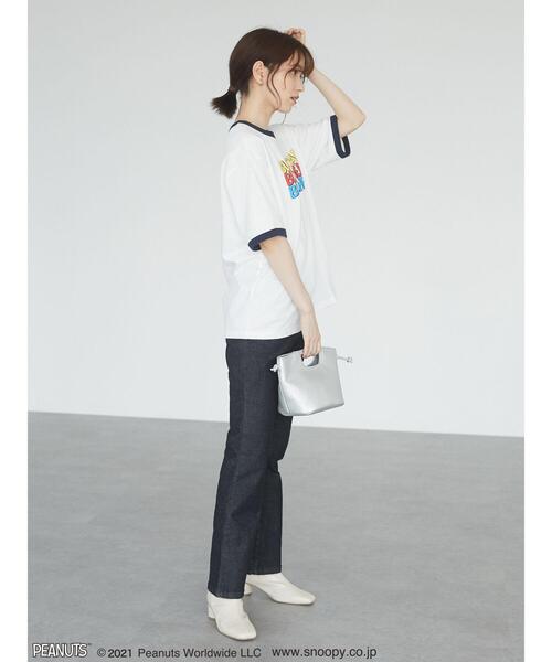 Green Parks(グリーンパークス)の「PEANUTS リンガーT*(Tシャツ/カットソー・レディース・レッド/ネイビー・FREE)」の11枚目の写真