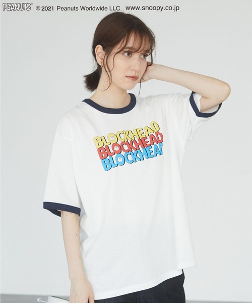 Green Parks(グリーンパークス)の「PEANUTS リンガーT*(Tシャツ/カットソー・レディース・レッド/ネイビー・FREE)」の1枚目の写真