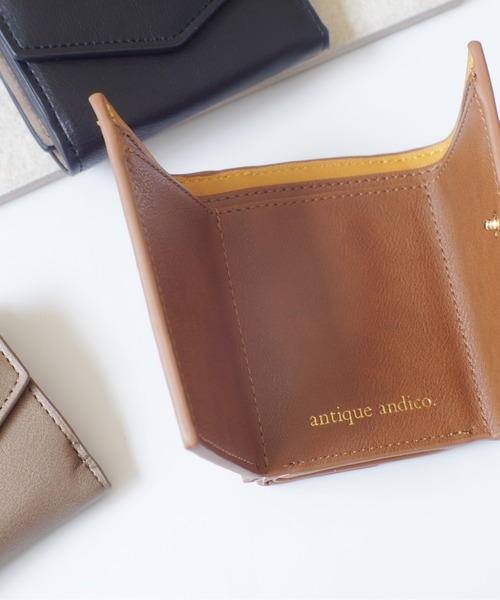 WEB限定＞ antique andico バイカラー 三つ折り ミニ ウォレット
