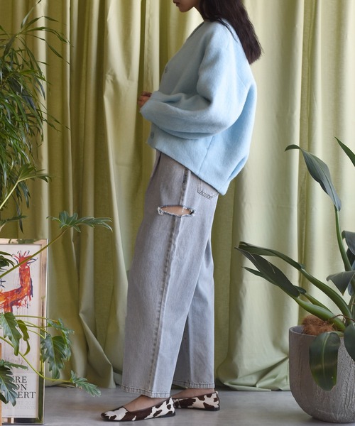 Alley by w closet（アリーバイダブルクローゼット）の「【Alley】スライバーVネックショートジャケット（ノーカラージャケット・レディース・ピンク/ミント/サックスブルー・FREE）」の10枚目の写真