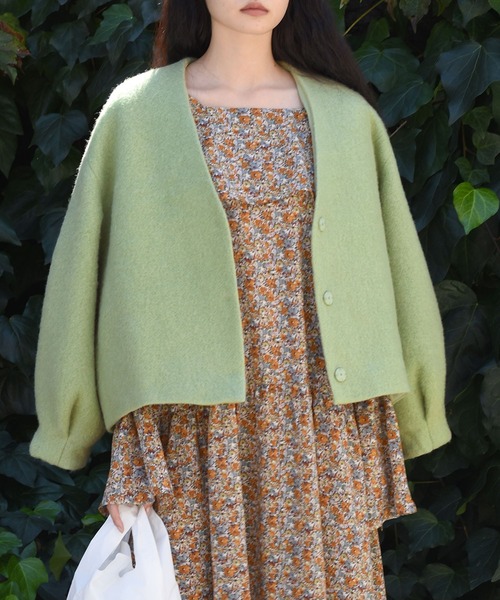 Alley by w closet（アリーバイダブルクローゼット）の「【Alley】スライバーVネックショートジャケット（ノーカラージャケット・レディース・ピンク/ミント/サックスブルー・FREE）」の15枚目の写真