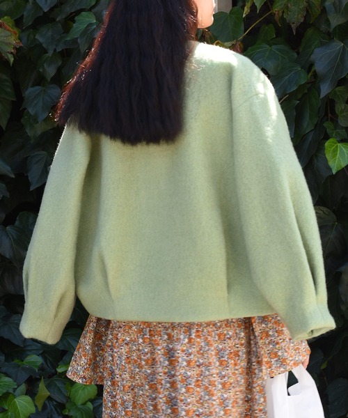 Alley by w closet（アリーバイダブルクローゼット）の「【Alley】スライバーVネックショートジャケット（ノーカラージャケット・レディース・ピンク/ミント/サックスブルー・FREE）」の19枚目の写真