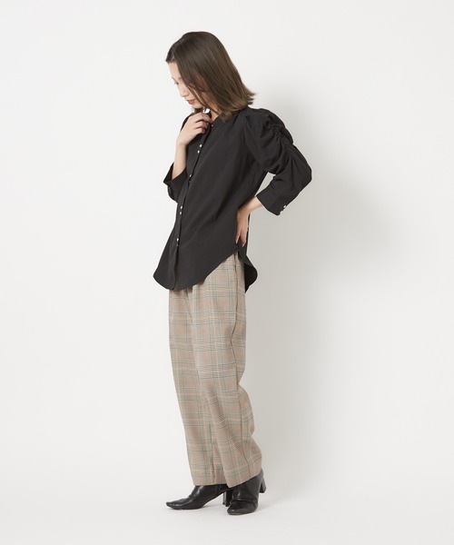 CIAOPANIC（チャオパニック）の「■タックハイウエストチェックパンツ（スラックス・レディース・ブラウン/グレー・SMALL/MEDIUM）」の6枚目の写真