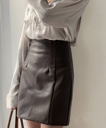 Jewelobe（ジュエローブ）の「フェイクレザー台形ミニスカート（スカート）」