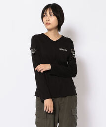 AVIREX | 【WEB限定】ウィメンズ 長袖 Vネック ファティーグ Tシャツ / Women's LONGSLEEVE V-NECK FATIGUE T-SHIRT / アヴィレックス / AVIREX(Tシャツ/カットソー)
