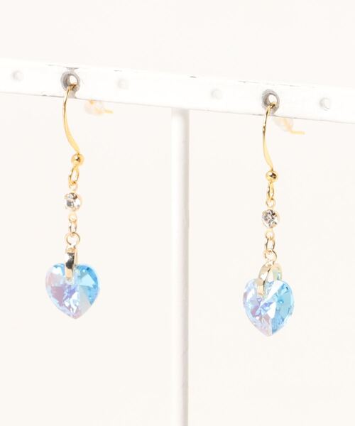 tone（トーン）の「【LoveAmooN】aquamarine  heart(MA)（ピアス（両耳用）・レディース・ゴールド・FREE）」の4枚目の写真