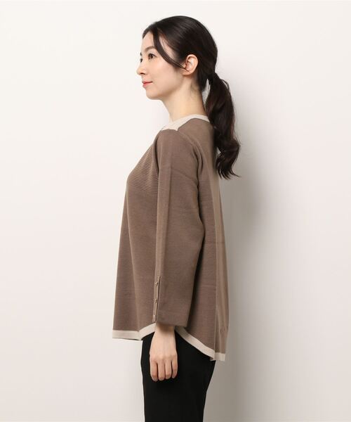 m.f.editorial(エムエフエディトリアル)の「エムエフエディトリアルレディース/m.f.editorial:Women 綿タッチ ミラノリブ配色 ゆるニットプルオーバー(ニット/セーター・レディース・ネイビー/グレー/ブラック/ベージュ・LARGE/MEDIUM)」の6枚目の写真