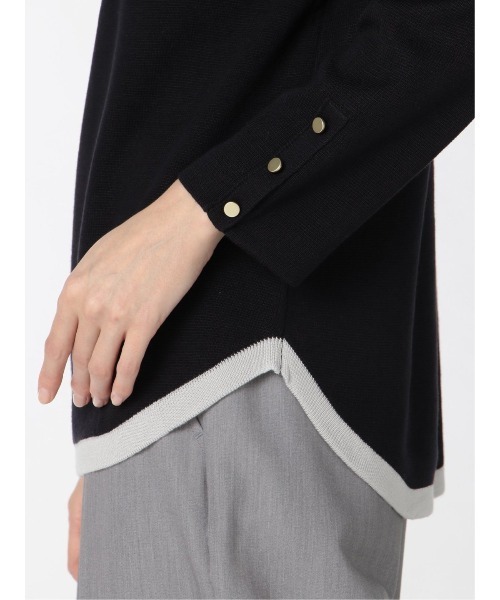 m.f.editorial(エムエフエディトリアル)の「エムエフエディトリアルレディース/m.f.editorial:Women 綿タッチ ミラノリブ配色 ゆるニットプルオーバー(ニット/セーター・レディース・ネイビー/グレー/ブラック/ベージュ・LARGE/MEDIUM)」の17枚目の写真