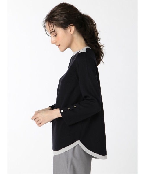 m.f.editorial(エムエフエディトリアル)の「エムエフエディトリアルレディース/m.f.editorial:Women 綿タッチ ミラノリブ配色 ゆるニットプルオーバー(ニット/セーター・レディース・ネイビー/グレー/ブラック/ベージュ・LARGE/MEDIUM)」の16枚目の写真