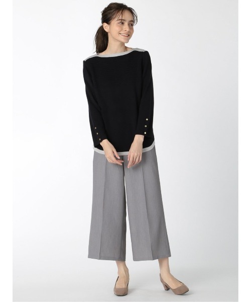 m.f.editorial(エムエフエディトリアル)の「エムエフエディトリアルレディース/m.f.editorial:Women 綿タッチ ミラノリブ配色 ゆるニットプルオーバー(ニット/セーター・レディース・ネイビー/グレー/ブラック/ベージュ・LARGE/MEDIUM)」の12枚目の写真