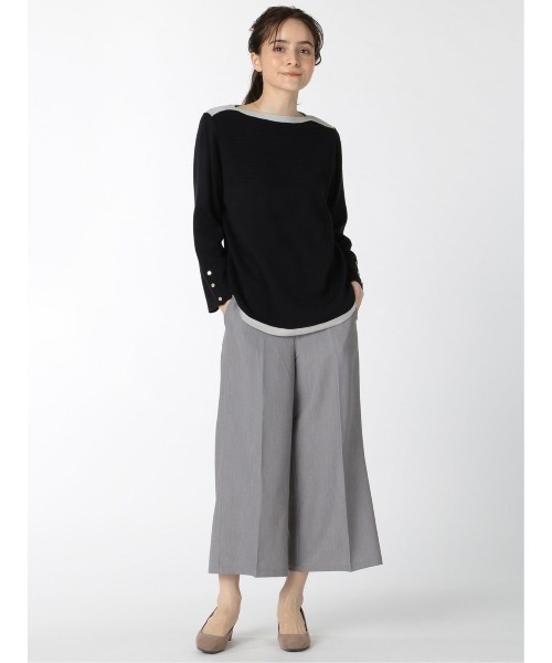 m.f.editorial(エムエフエディトリアル)の「エムエフエディトリアルレディース/m.f.editorial:Women 綿タッチ ミラノリブ配色 ゆるニットプルオーバー(ニット/セーター・レディース・ネイビー/グレー/ブラック/ベージュ・LARGE/MEDIUM)」の8枚目の写真