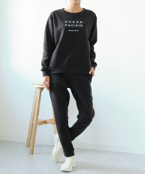Ocean Pacific（オーシャンパシフィック）の「【OP:オーピー】レディース裏起毛フィットネス上下セット（スウェット・レディース・ブラック/グリーン/ピンク・MEDIUM/SMALL/LARGE）」の7枚目の写真
