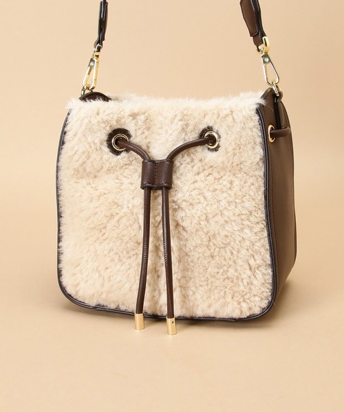 Samantha Thavasa（サマンサタバサ）の「エコファー 巾着型バッグ（ハンドバッグ・レディース・ブラウン/ベージュ・FREE）」の13枚目の写真