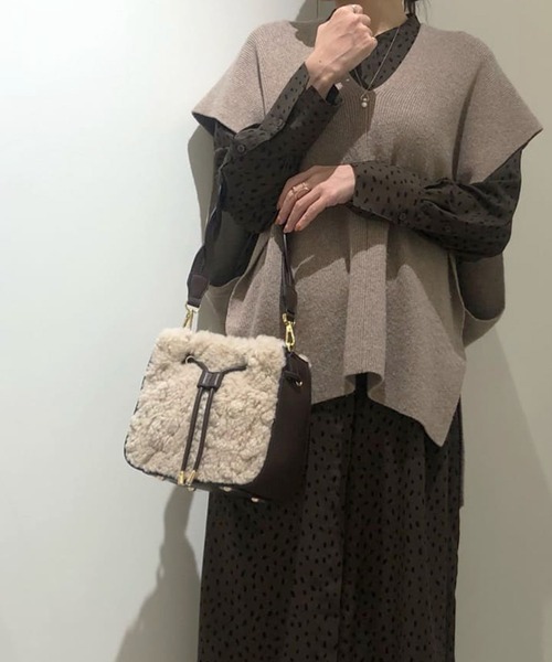 Samantha Thavasa（サマンサタバサ）の「エコファー 巾着型バッグ（ハンドバッグ・レディース・ブラウン/ベージュ・FREE）」の18枚目の写真