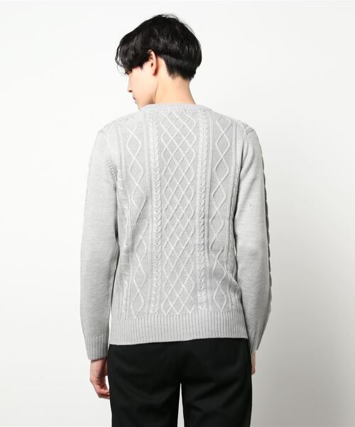 Blue Standard (ブルースタンダード)の「【BLUE STANDARD/ブルースタンダード】抗ピル加工で毛玉ができにくい ウォッシャブル アランクルーネックニットセーター(ニット/セーター・メンズ・ブラック/カーキ/ホワイト/ワイン/杢グレー・LARGE/X-LARGE/SMALL/MEDIUM)」の6枚目の写真