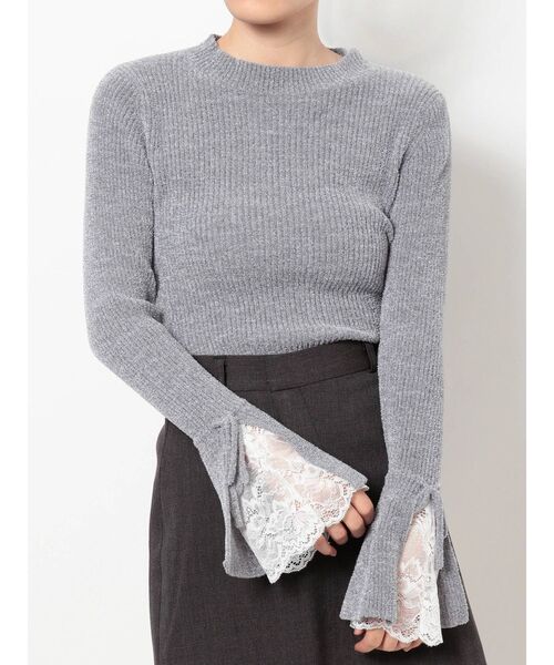 dazzlin（ダズリン）の「レースモールリブニット（ニット/セーター・レディース・ブラック/アイボリー/グレー・FREE）」の3枚目の写真