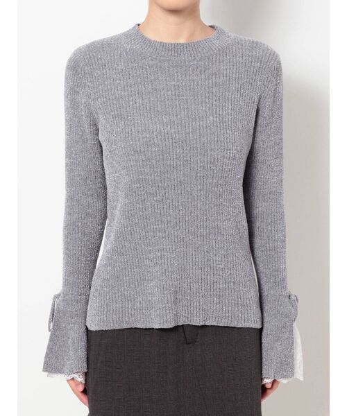 dazzlin（ダズリン）の「レースモールリブニット（ニット/セーター・レディース・ブラック/アイボリー/グレー・FREE）」の4枚目の写真