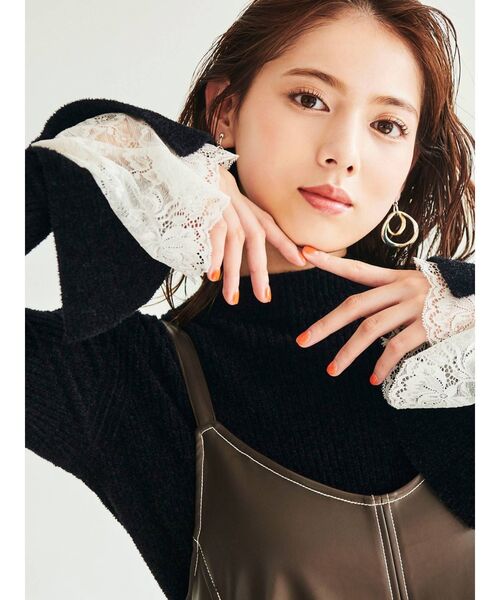 dazzlin（ダズリン）の「レースモールリブニット（ニット/セーター・レディース・ブラック/アイボリー/グレー・FREE）」の15枚目の写真