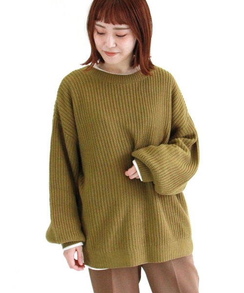 ehka sopo（エヘカソポ）の「バックレースアップニット（ニット/セーター・レディース・グリーン/オフホワイト/ブラック/ラベンダー・ﾌﾘ-）」の3枚目の写真