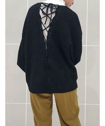 ehka sopo | バックレースアップニット(ニット/セーター)