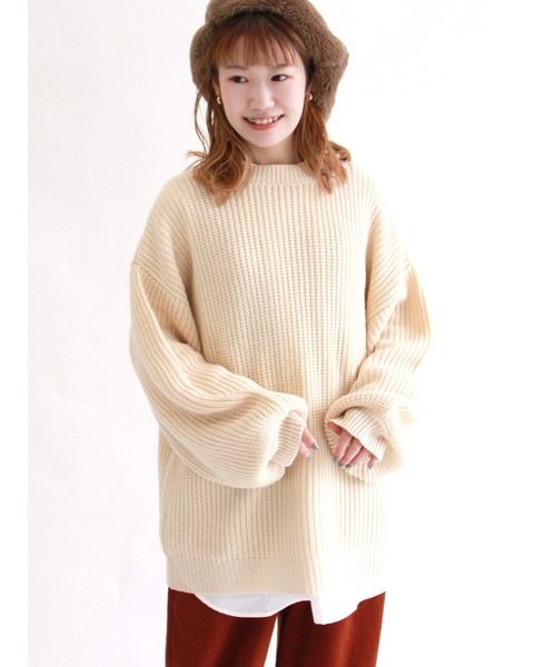 ehka sopo（エヘカソポ）の「バックレースアップニット（ニット/セーター・レディース・グリーン/オフホワイト/ブラック/ラベンダー・ﾌﾘ-）」の12枚目の写真