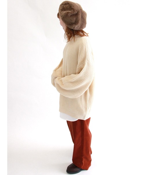 ehka sopo（エヘカソポ）の「バックレースアップニット（ニット/セーター・レディース・グリーン/オフホワイト/ブラック/ラベンダー・ﾌﾘ-）」の9枚目の写真