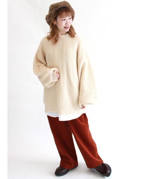 ehka sopo（エヘカソポ）の「バックレースアップニット（ニット/セーター・レディース・グリーン/オフホワイト/ブラック/ラベンダー・ﾌﾘ-）」の11枚目の写真