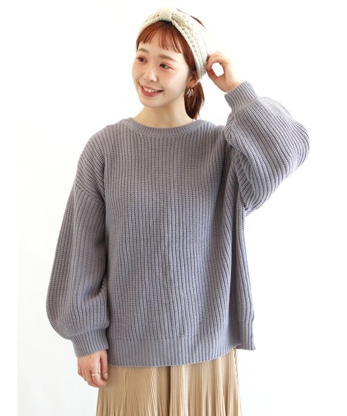 ehka sopo（エヘカソポ）の「バックレースアップニット（ニット/セーター・レディース・グリーン/オフホワイト/ブラック/ラベンダー・ﾌﾘ-）」の7枚目の写真