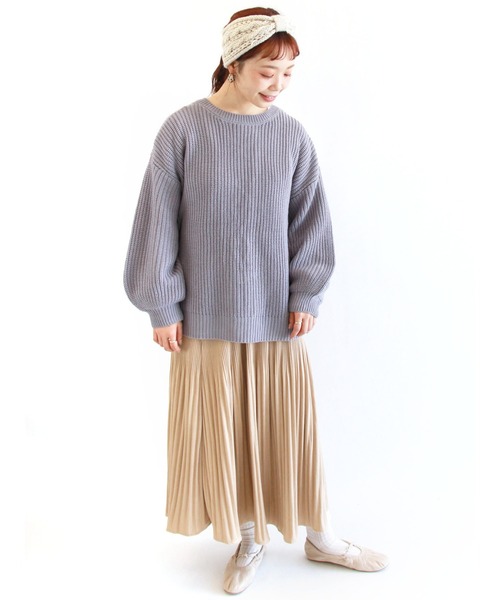 ehka sopo（エヘカソポ）の「バックレースアップニット（ニット/セーター・レディース・グリーン/オフホワイト/ブラック/ラベンダー・ﾌﾘ-）」の5枚目の写真