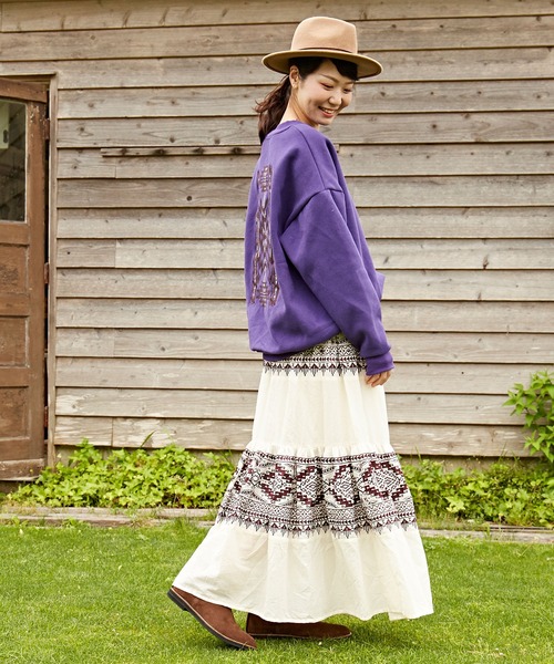 チャイハネ（チャイハネ）の「【チャイハネ】ネイティブ柄刺繍トップス プルオーバー（スウェット・レディース・ホワイト/パープル/ブルー・FREE）」の10枚目の写真