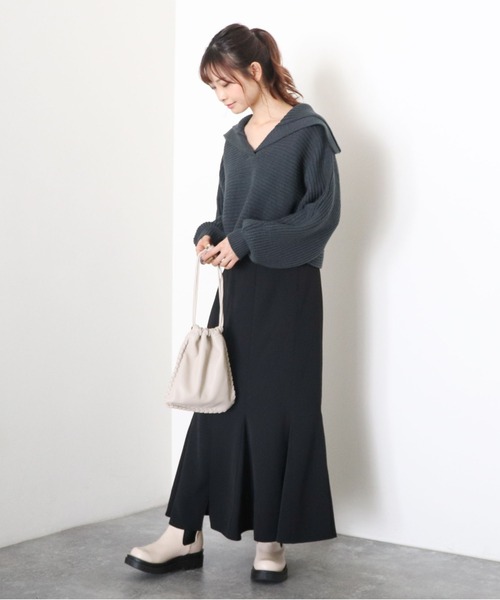 archives（アルシーヴ）の「マチ付マーメイドスカート（スカート・レディース・グレイッシュベージュ/ブラック/アイボリー/ブラウン・MEDIUM）」の12枚目の写真