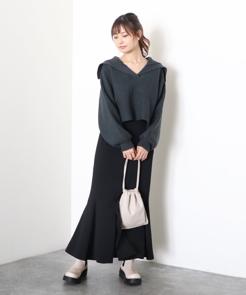 archives（アルシーヴ）の「マチ付マーメイドスカート（スカート・レディース・グレイッシュベージュ/ブラック/アイボリー/ブラウン・MEDIUM）」の14枚目の写真