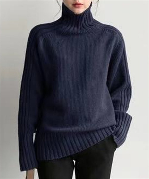 MAISON DE THERESE（メゾン ド テレーズ）の「タートルネック　ニットトップス（ニット/セーター・レディース・ブラック/モカ/ネイビー/カーキ/ライトブラウン/Off White・FREE）」の6枚目の写真