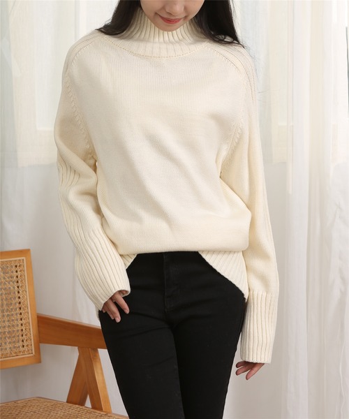 MAISON DE THERESE（メゾン ド テレーズ）の「タートルネック　ニットトップス（ニット/セーター・レディース・ブラック/モカ/ネイビー/カーキ/ライトブラウン/Off White・FREE）」の22枚目の写真